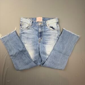 Revice Denim High Rise Distressed Straight Leg Crop Jeans 31